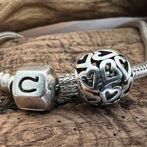 NWT Authentic Chamilia- Captured Hearts Charm Open Work Filigree Charm Love 925